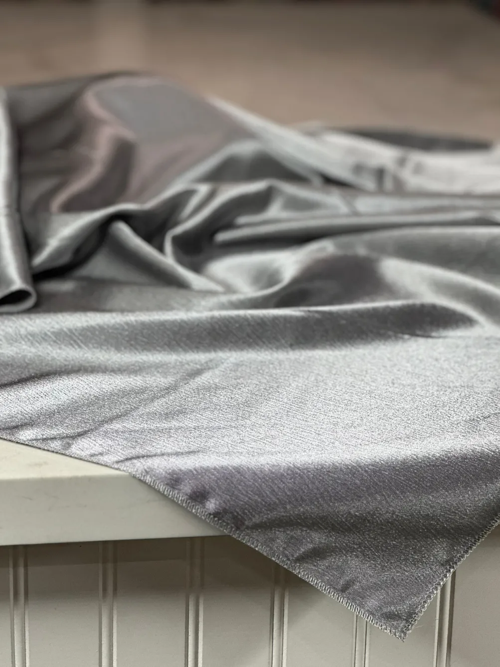 Luxury Satin Table Linen in Charcoal
