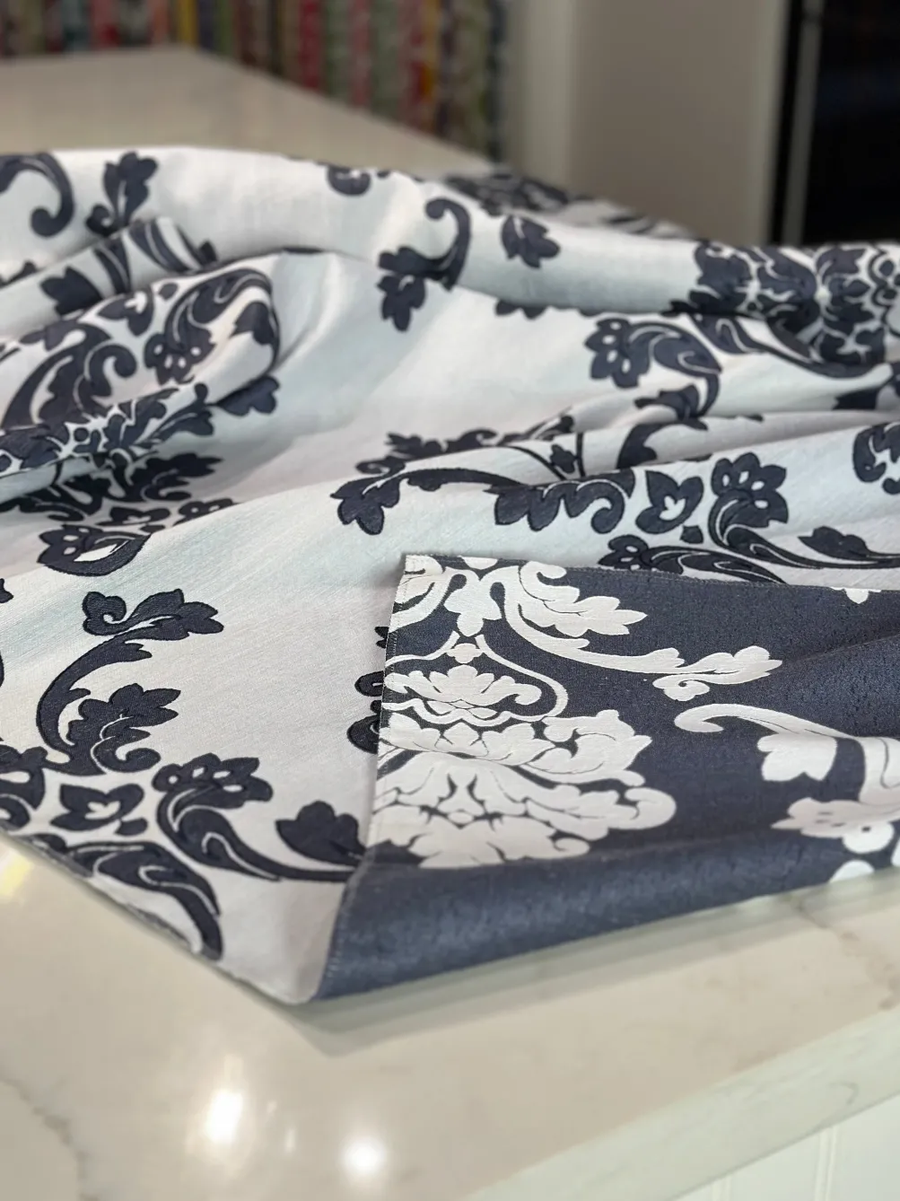 Madison Jacquard (Reversible) Table Linen in Navy