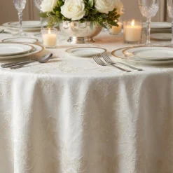 Madison Jacquard (Reversible) Table Linen in Ivory