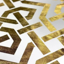 Majestic (Metallic Print) Table Runner in White and Gold