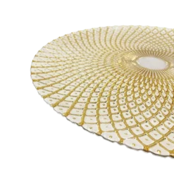 Mandala - Glass Charger Plate in Gold / White (Item # 0230)