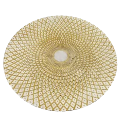 Mandala - Glass Charger Plate in Gold / White (Item # 0230)