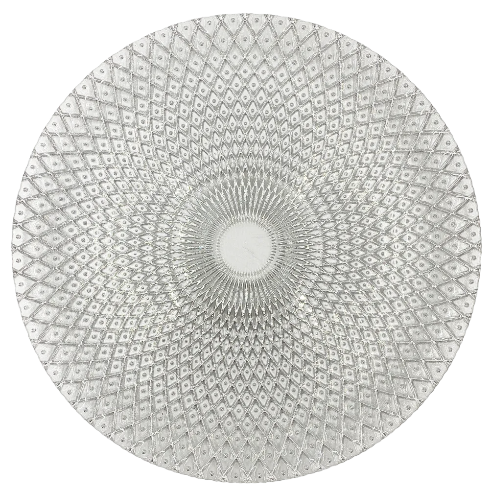 Mandala - Glass Charger Plate in Silver (Item # 0230)
