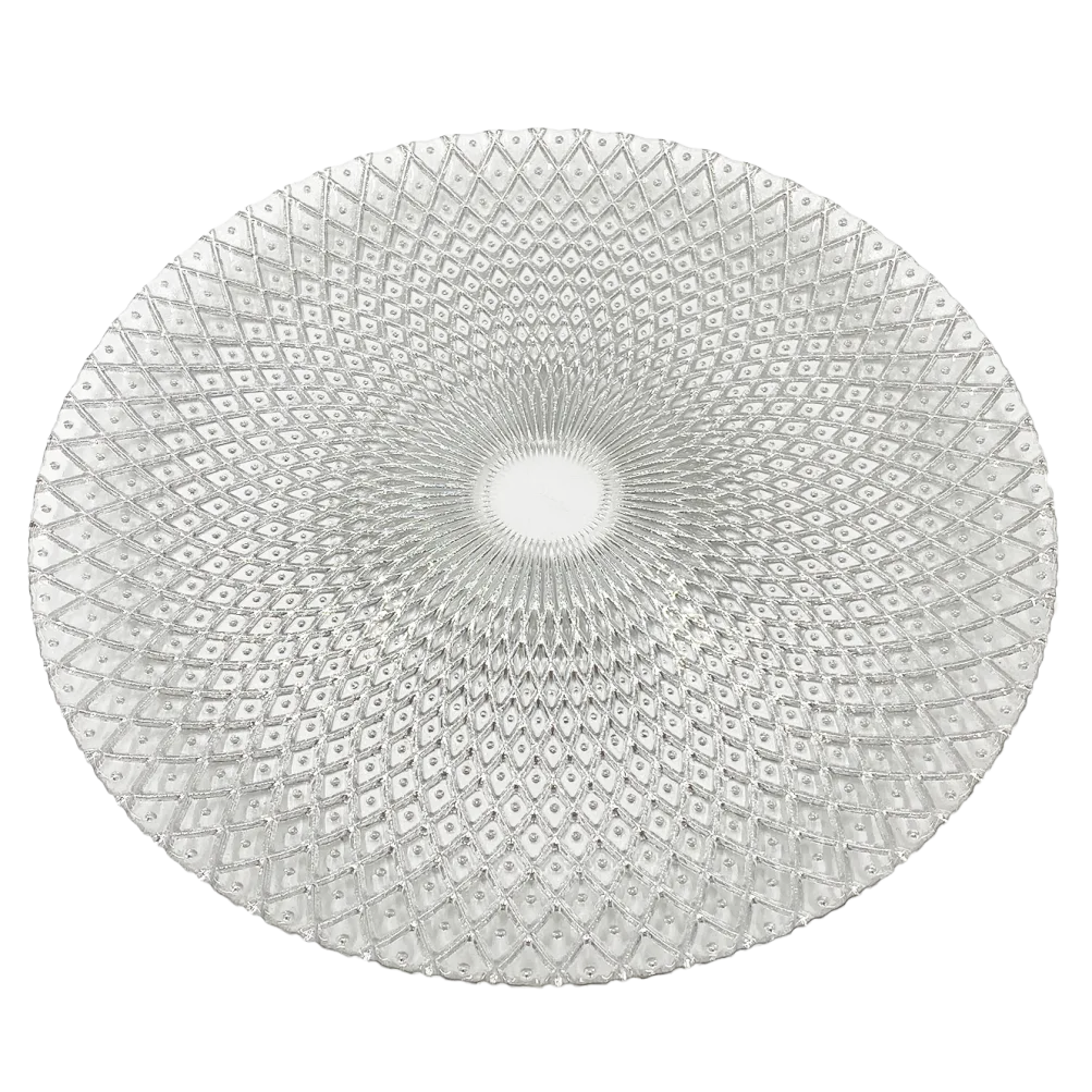 Mandala - Glass Charger Plate in Silver (Item # 0230)