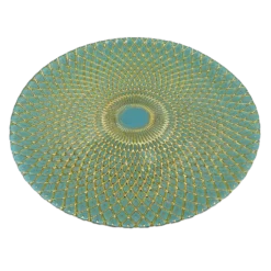 Mandala - Glass Charger Plate in Gold Teal (Item # 0230)