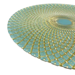 Mandala - Glass Charger Plate in Gold Teal (Item # 0230)