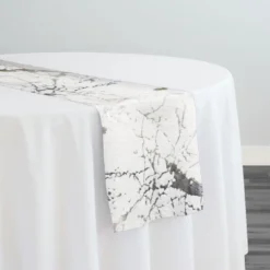 Marble Jacquard Table Runner in Silver