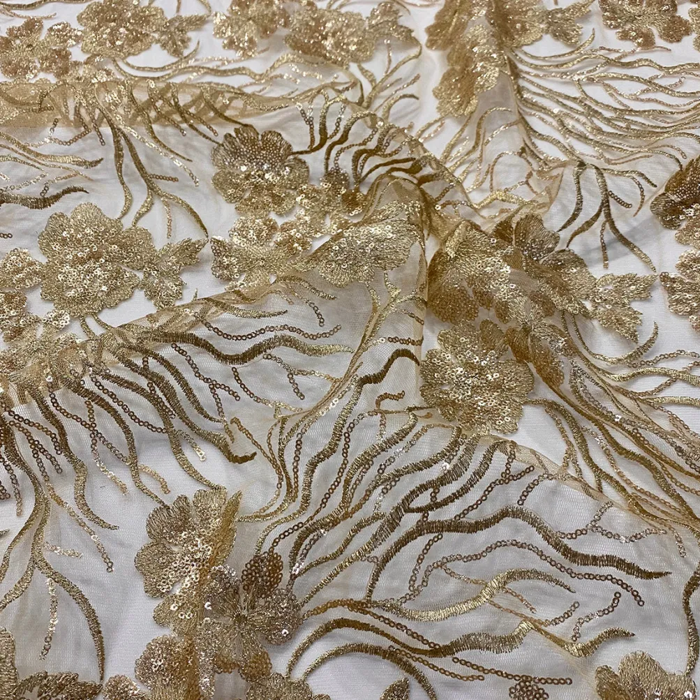 Marigold Sequins Table Linen in Champagne