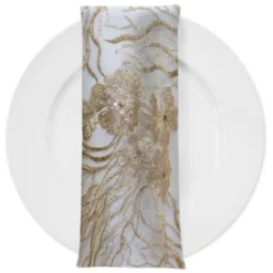 Marigold Sequins (w/ Poly Lining) Table Napkin in Champagne