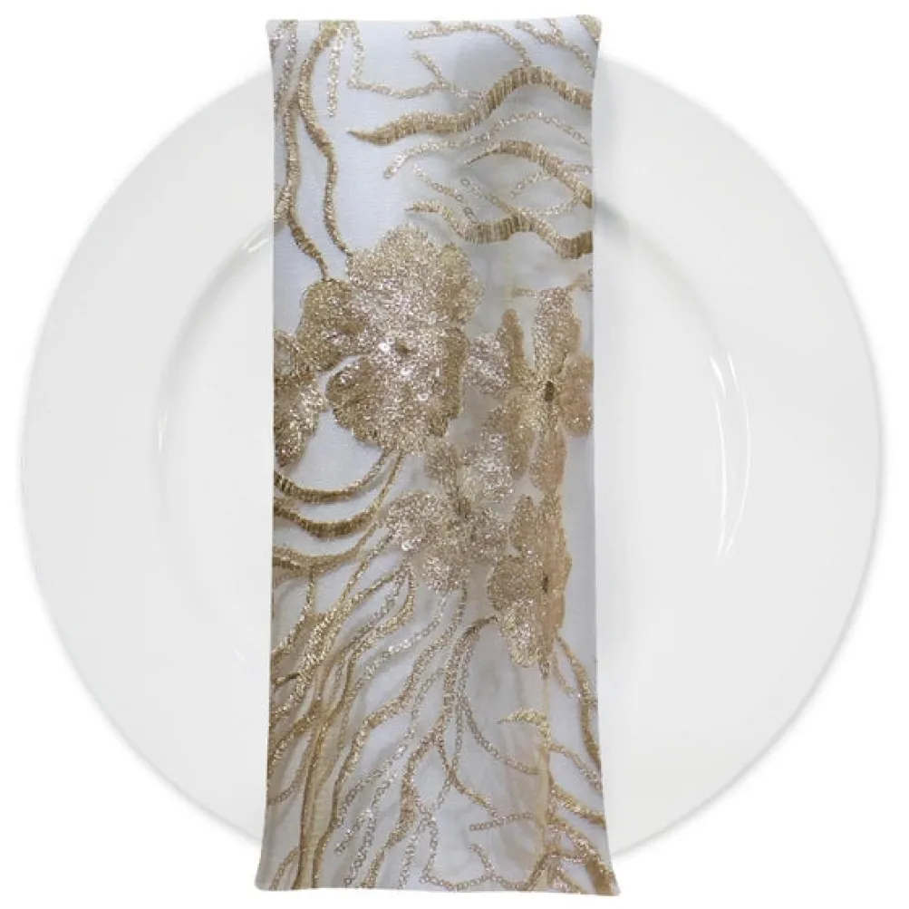 Marigold Sequins (w/ Poly Lining) Table Napkin in Champagne