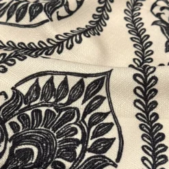 Mayfair (Slub Print) Table Linen in Black / Taupe