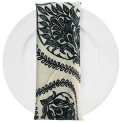 Mayfair (Slub Print) Table Napkin in Black / Taupe