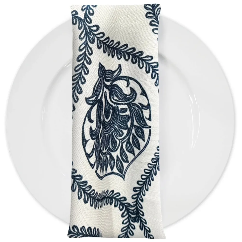 Mayfair (Slub Print) Table Napkin in Navy