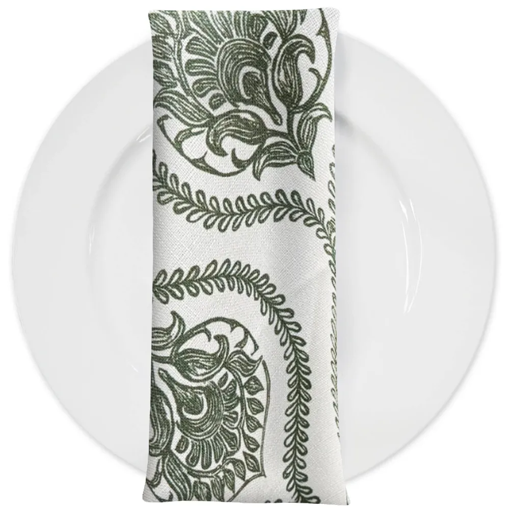Mayfair (Slub Print) Table Napkin in Willow Green