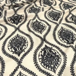 Mayfair (Slub Print) Table Runner in Black / Taupe