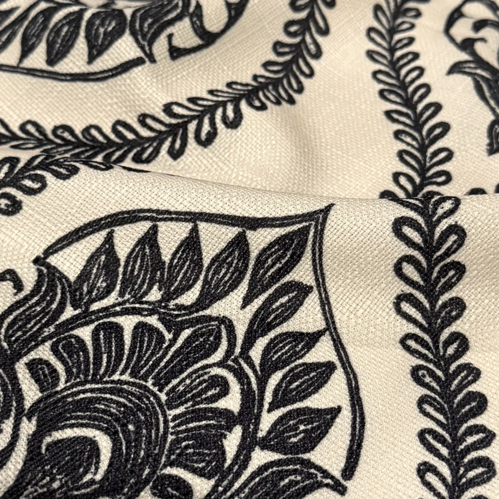 Mayfair (Slub Print) Table Runner in Black / Taupe