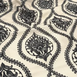 Mayfair (Slub Print) Table Runner in Black / Taupe