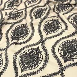 Mayfair (Slub Print) Table Runner in Black / Taupe