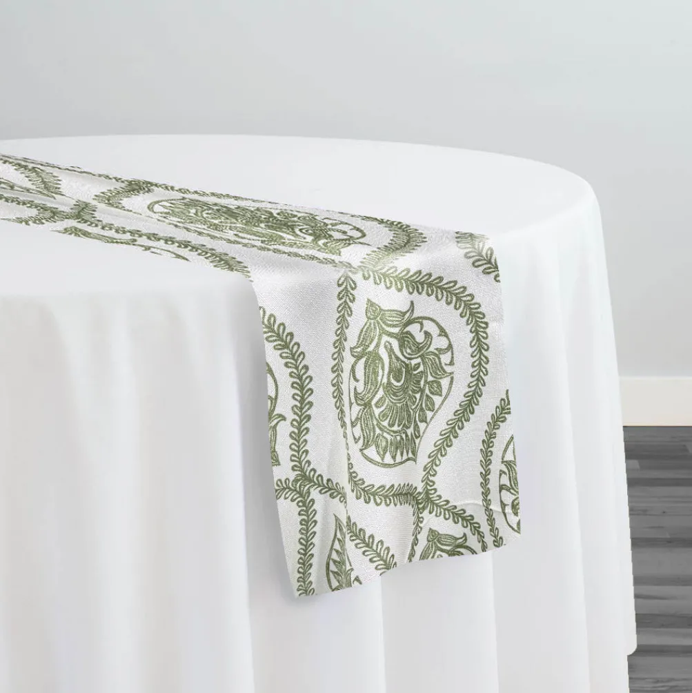 Mayfair (Slub Print) Table Runner in Sage