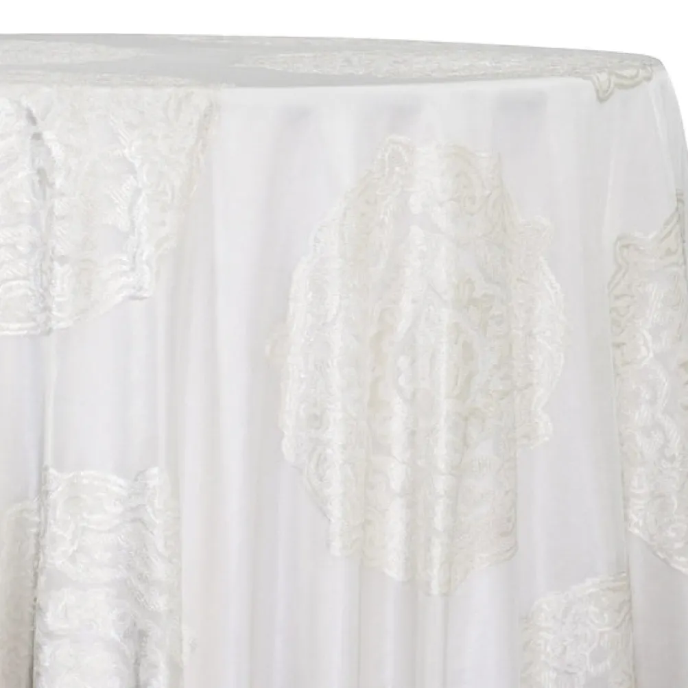 Medallion Jacquard Sheer Table Linen in Ivory