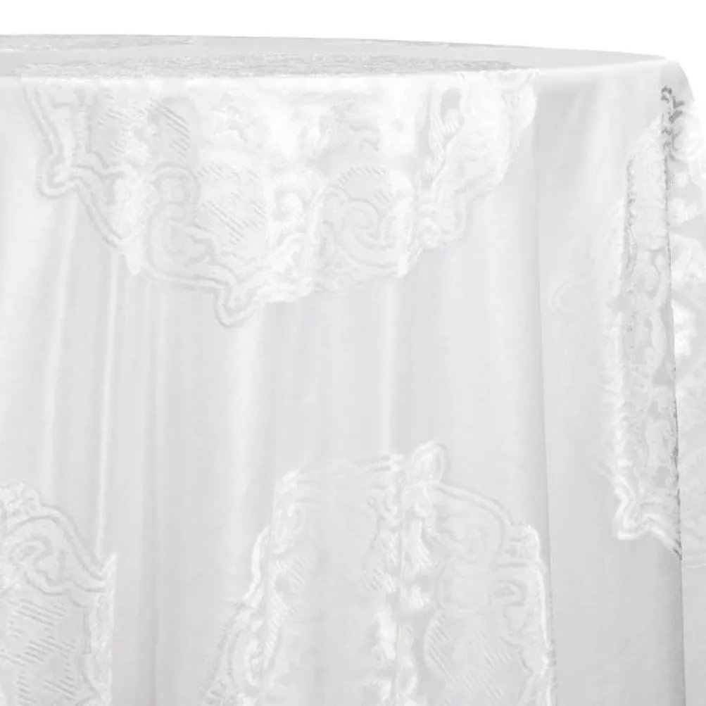 Medallion Jacquard Sheer Table Linen in White