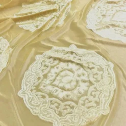 Medallion Jacquard Sheer Table Linen in Gold