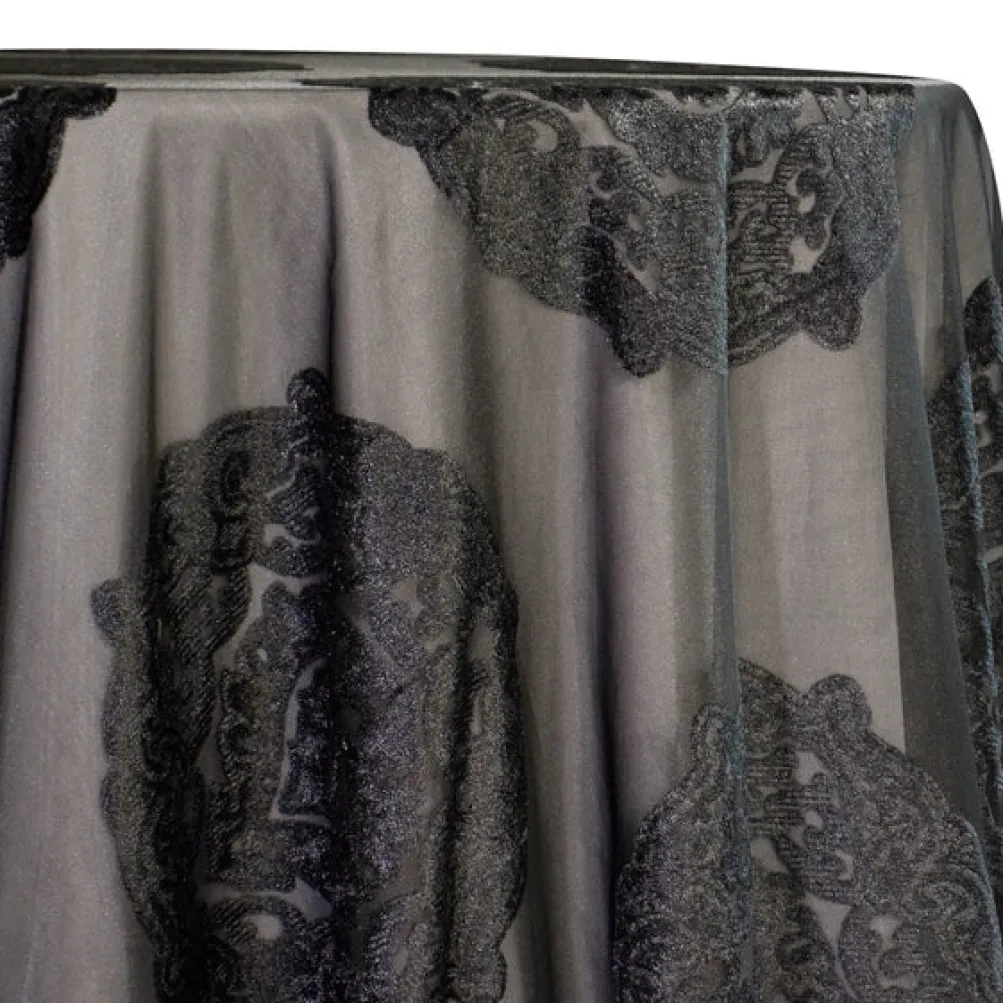 Medallion Jacquard Sheer Table Linen in Black