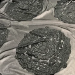 Medallion Jacquard Sheer Table Linen in Black