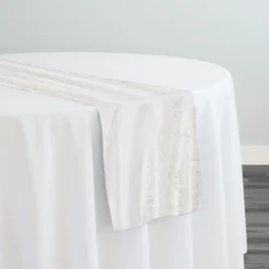 Medallion Jacquard Sheer Table Runner in Ivory