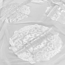 Medallion Jacquard Sheer Table Runner in White