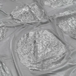 Medallion Jacquard Sheer Table Runner in Silver