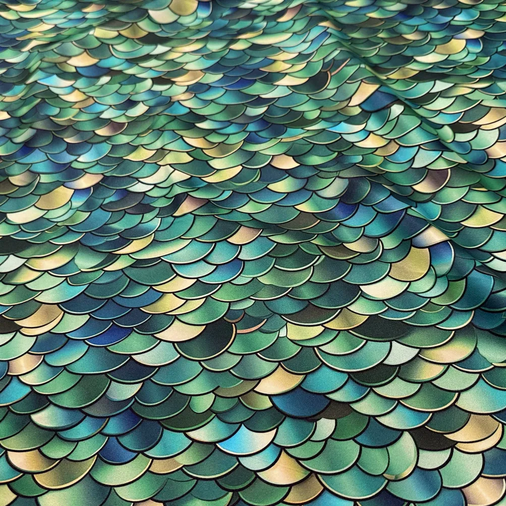 Mermaid (Poly Print) Table Linen in Emerald