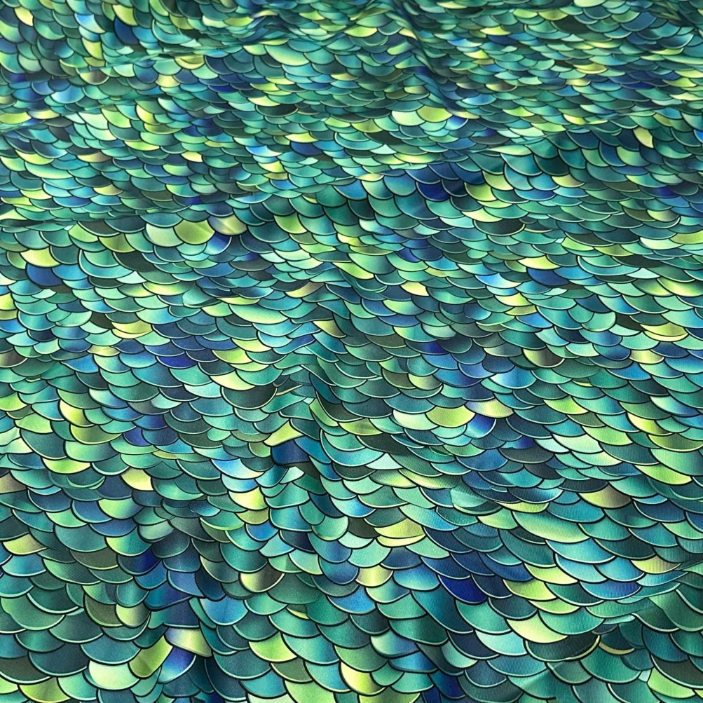Mermaid (Poly Print) Table Linen in Emerald