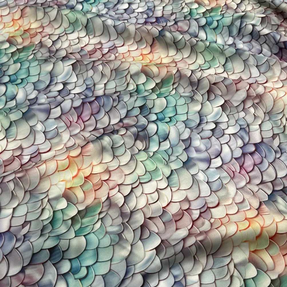 Mermaid (Poly Print) Table Linen in Pearl