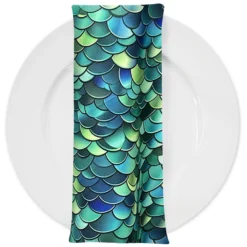 Mermaid (Poly Print) Table Napkin in Emerald