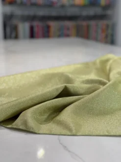 Metallic Burlap Table Linen in Sage/Silver
