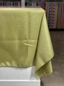 Metallic Burlap Table Linen in Sage/Silver