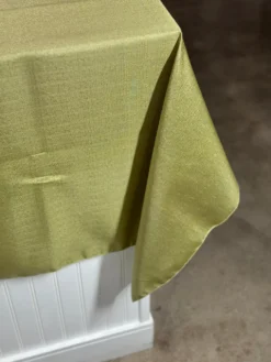 Metallic Burlap Table Linen in Sage/Silver