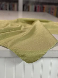 Metallic Burlap Table Linen in Sage/Silver