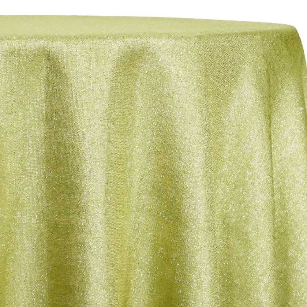 Metallic Burlap Table Linen in Sage/Silver