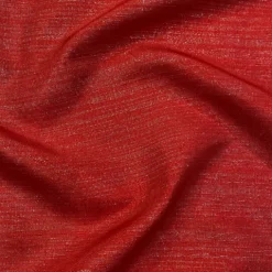Metallic Burlap Table Linen in Red/Silver