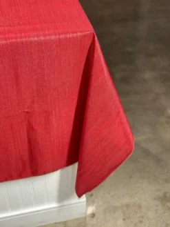 Metallic Burlap Table Linen in Red/Silver