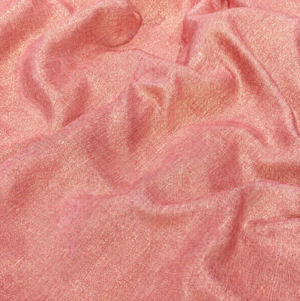 Metallic Burlap Table Linen in Pink/Gold
