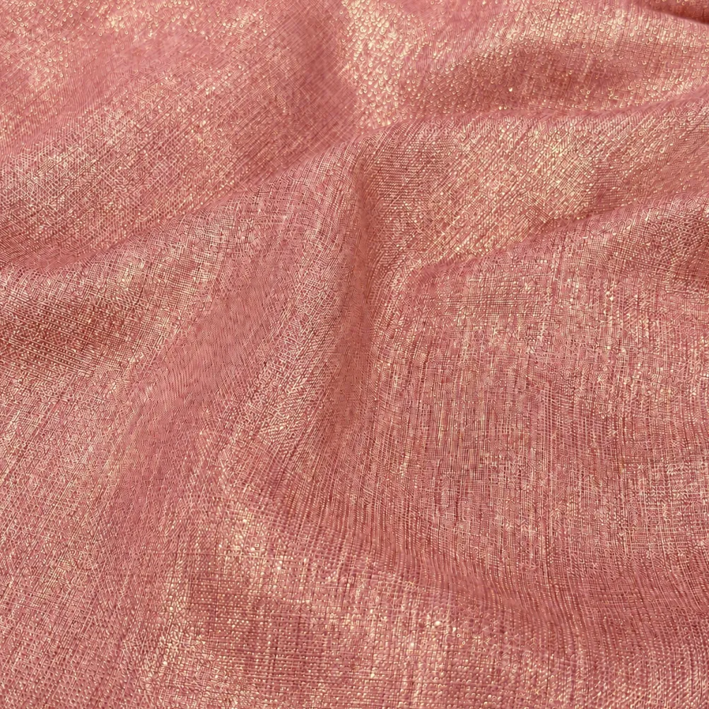 Metallic Burlap Table Linen in Pink/Gold