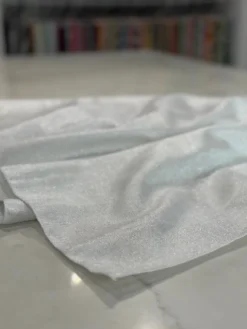Metallic Burlap Table Linen in White/Silver