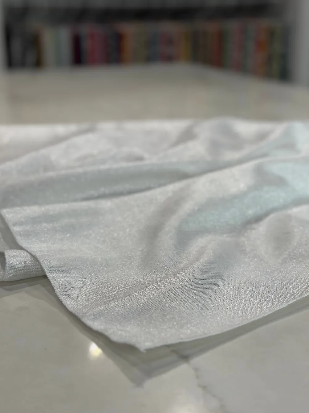 Metallic Burlap Table Linen in White/Silver