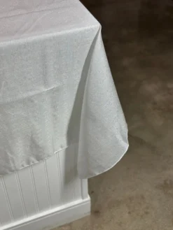 Metallic Burlap Table Linen in White/Silver