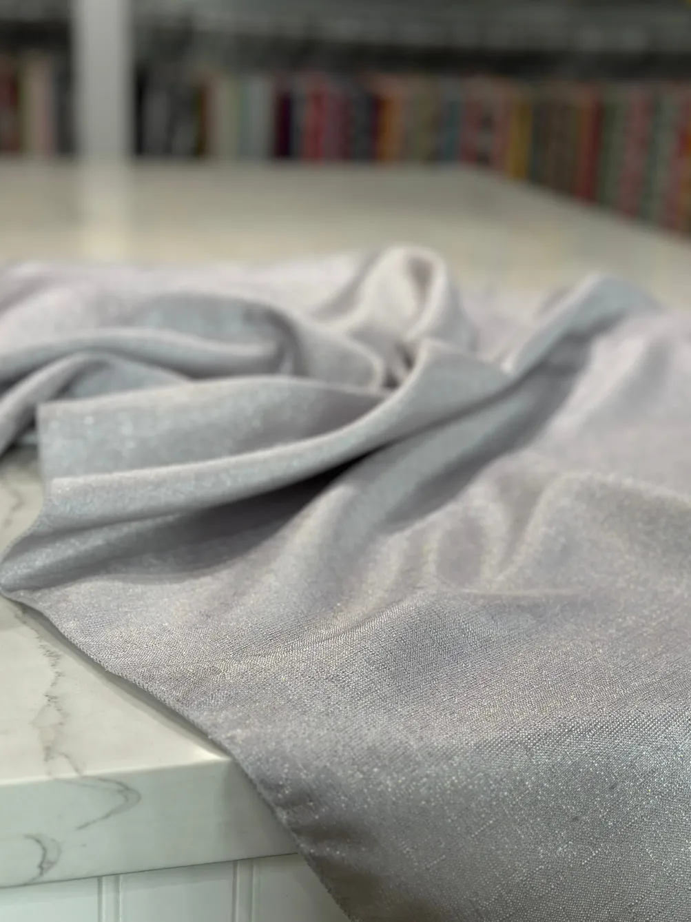 Metallic Burlap Table Linen in Silver/Silver