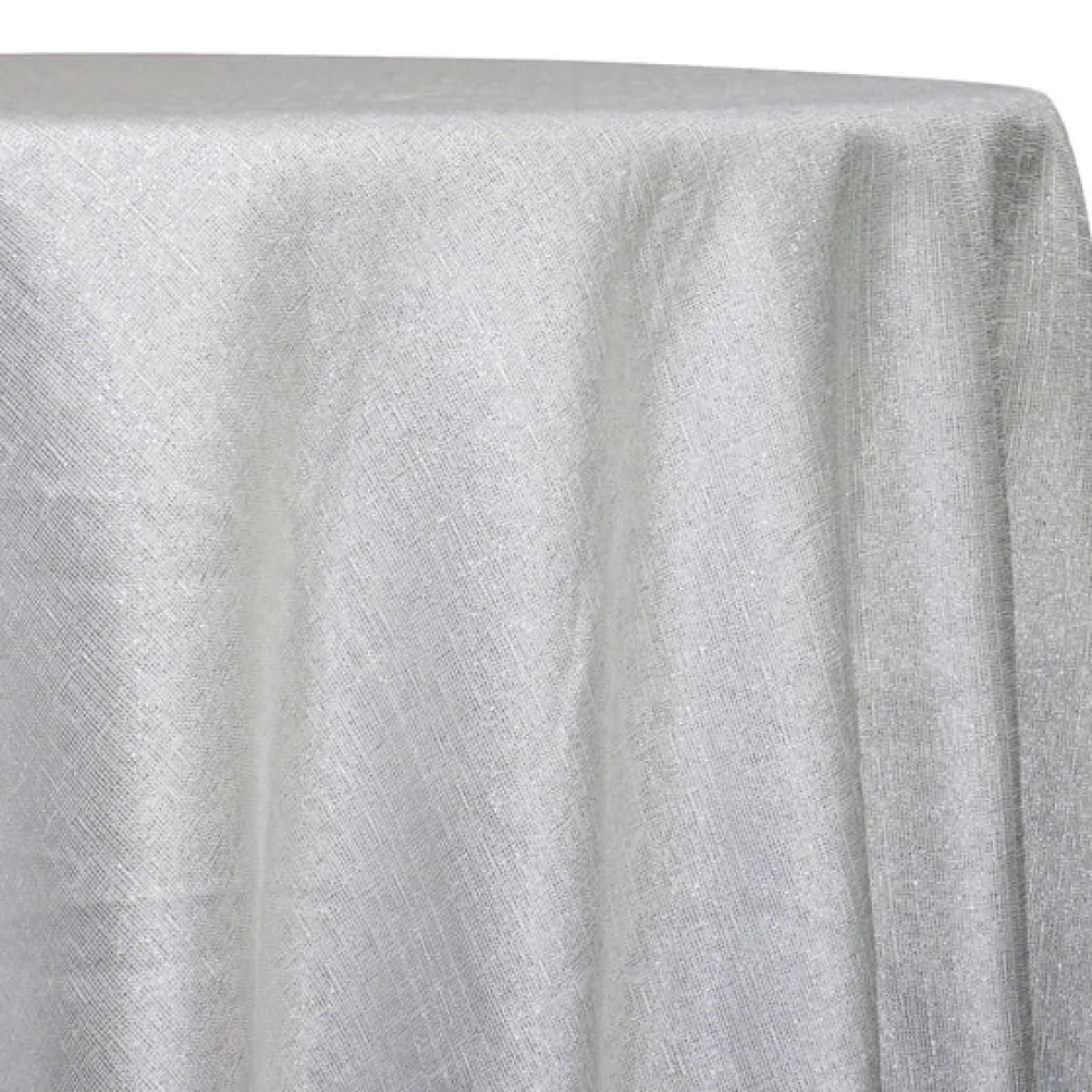 Metallic Burlap Table Linen in Silver/Silver