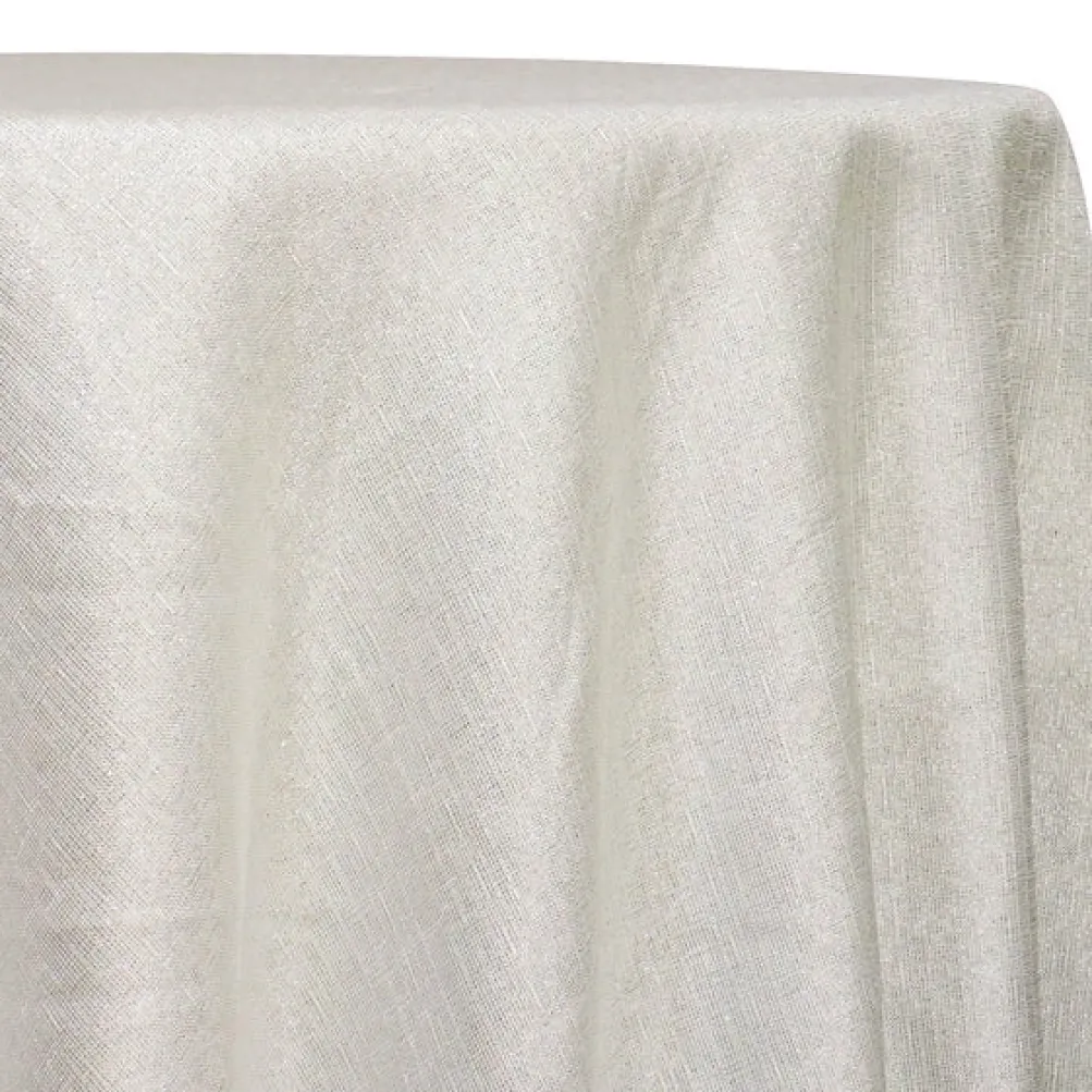 Metallic Burlap Table Linen in Ivory/Silver